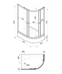 Душевое ограждение Коралл 120х80 В лев.