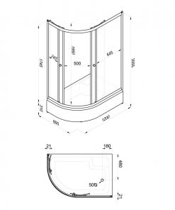 Душевое ограждение Коралл 120х80 В прав.