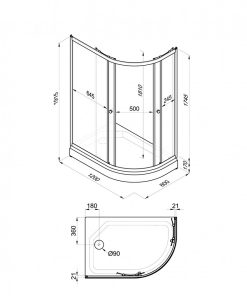 Душевое ограждение Коралл 120х80 А лев.