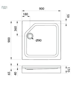 ПД 1 Поддон Душевая кабина 90х90