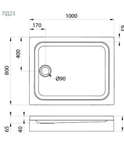 ПД25 Поддон 100х80ольный низкий