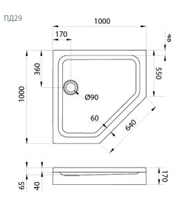 ПД29 Поддон низкий пятиугольный 100х100