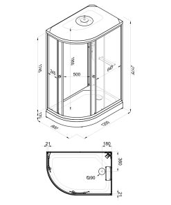 Душевая кабина Коралл-Лайт 120х80 А прав.