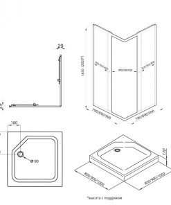 Душевое ограждение Вента-Хром-Вельвет 90х90
